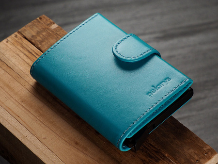 Portfel SOHO Zip wykonany z delikatnej, ekskluzywnej skóry Italia turkusowy