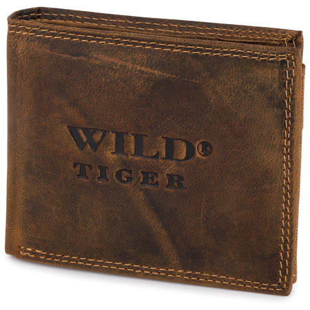 Portfel męski mały Wild Tiger - ciemnobrązowy