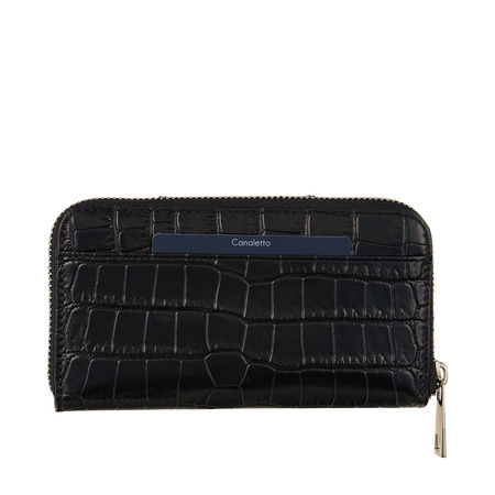 Portfel damski Canaletto z krokodylim wzorem RFID w eleganckim czerni