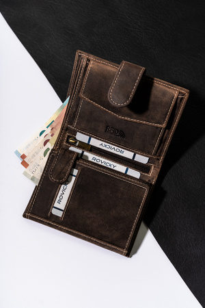 Portfel męski na karty i dokumenty z nubukowej skóry - Buffalo Wild