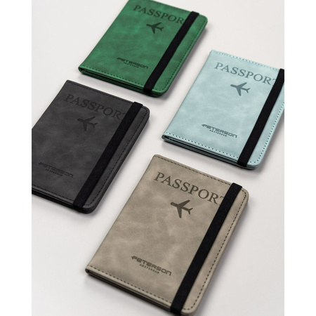 Etui na dokumenty/paszport wykonane ze skóry ekologicznej w zielonym kolorze - Peterson