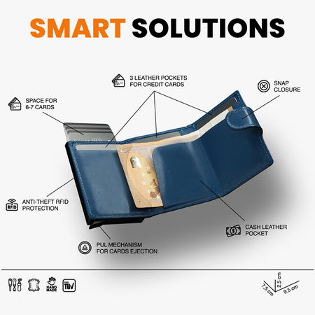 Portfel SOHO wykonany z delikatnej, ekskluzywnej skóry Italia czarny