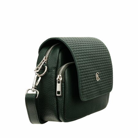 Listonoszka skórzana Canaletto z tłoczeniem - zielona elegancja na co dzień