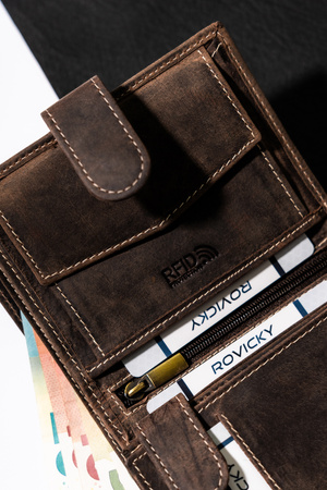 Portfel męski na karty i dokumenty z nubukowej skóry - Buffalo Wild