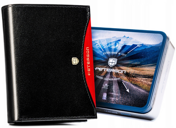 Klasyczny, skórzany portfel męski bez zapięcia zewnętrznego - Peterson