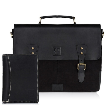 Zestaw upominkowy dla mężczyzn: torba i portfel w stylu vintage