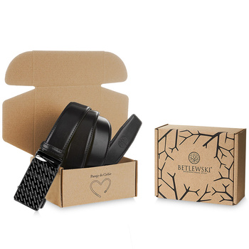 Skórzany pasek męski ELITE czarny 105-cm