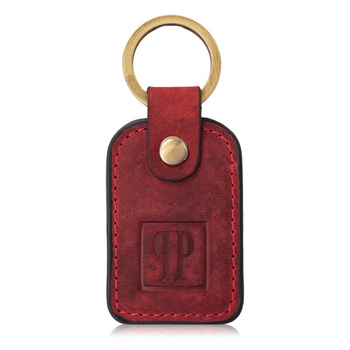 Breloczek do kluczy skórzany czerwony vintage prostokątny Paolo Peruzzi T-86-HRD