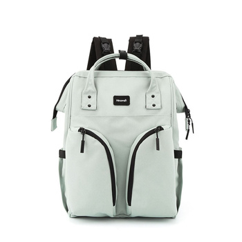 Miętowy plecak typu mommy bag z termicznymi kieszeniami - Himawari