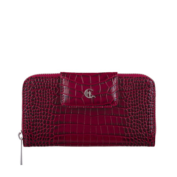 Portfel Damski Canaletto Bordowy z Wzorem Krokodyla RFID