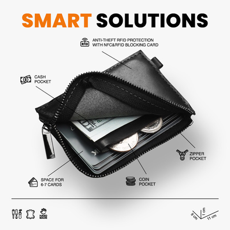 Portfel OLDTIMER SLIM wykonany z roślinnie garbowanej skóry Nomad czarny