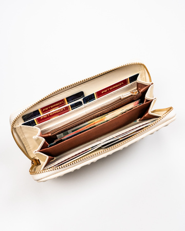 Portfel damski Rovicky w delikatnym różu z marszczoną skórą ekologiczną