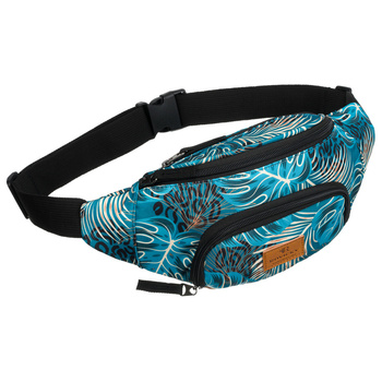 Miejska saszetka damska z poliestru zamykana suwakiem, pokryta roślinnym wzorem - Rovicky