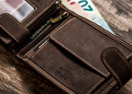 Portfel męski z nubukowej skóry naturalnej - Klasyka Peterson