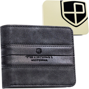 Portfel męski mały czarny ze skóry ekologicznej - Peterson