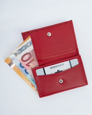 Portfel damski Rovicky ze skóry naturalnej, czerwony, mały, casualowy