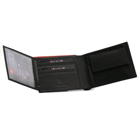 Portfel męski z kolorową wstawką Bellugio - czarno-czerwony