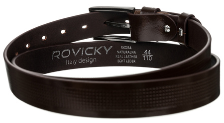 Pasek męski ze skóry naturalnej licowej z ozdobnym tłoczeniem  - Rovicky 115