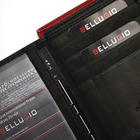 Portfel męski z kolorową wstawką Bellugio - czarno-czerwony