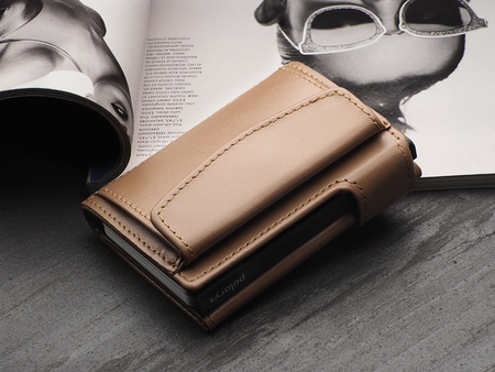 Portfel SOLO Max wykonany z miękkiej w dotyku skóry Italia beżowy