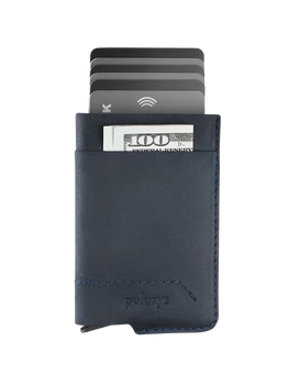 Portfel GOBI wykonany ze woskowanej skóry Hunter granatowy