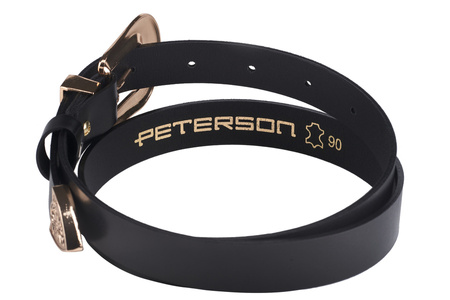 Pasek damski z ozdobną, metalową klamrą - Peterson 110