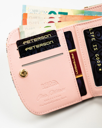 Portfel damski ekologiczny z biglem i pięknym wzorem roślinnym - Peterson