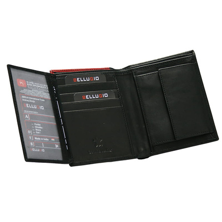 Portfel męski z kolorową wstawką Bellugio - czarno-czerwony