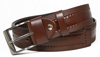 Stylowy pasek męski z delikatną fakturą i skórzanym lampasem - Rovicky 110