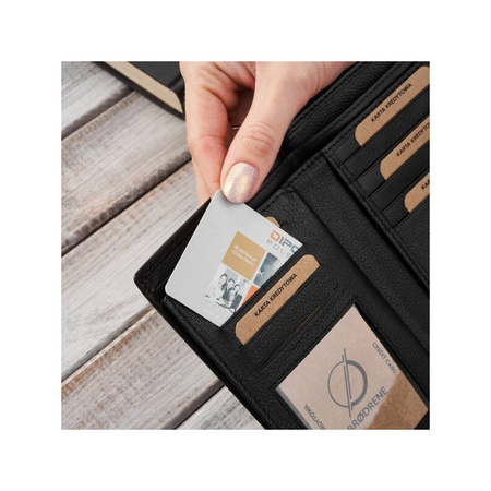 Portfel damski skórzany duży czarny RFID Brodrene G-12-BL