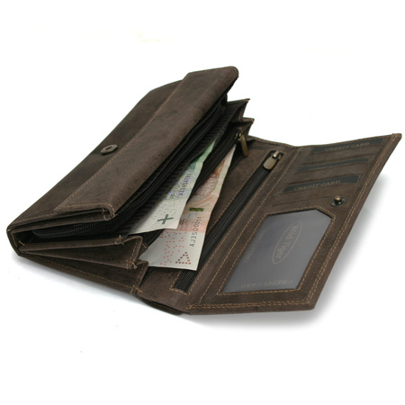 Portfel damski skóra nubuk Wild Tiger - ciemnobrązowy