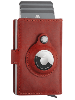 Portfel EASY WALLET for AirTag wykonany z garbowanej skóry Nomad czerwony