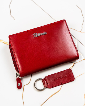 Zestaw prezentowy: skórzany portfel na zamek i brelok - Peterson