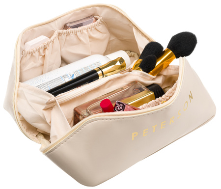 Kosmetyczka podróżna ze skóry ekologicznej - Peterson, biały organizer
