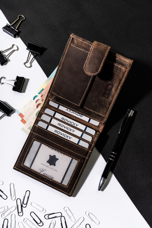 Duży skórzany portfel męski z zatrzaskiem - Buffalo Wild