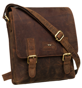 Listonoszka męska ze skóry naturalnej w brązowym kolorze - Peterson