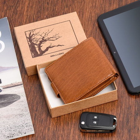 Portfel męski skórzany Bellugio - koniakowy