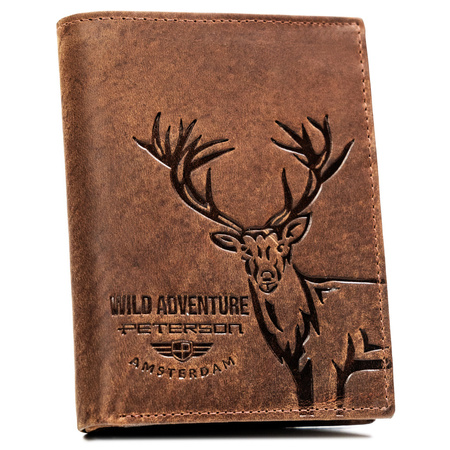Duży, pionowy portfel męski ze skóry naturalnej - Peterson