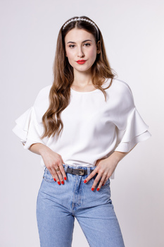 Pasek damski CHERRY szary 90-103-cm