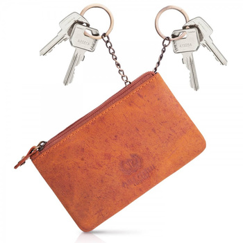 Pomaraczowe skórzane etui na klucze vintage Paolo Peruzzi T-51-OR