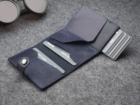 Portfel HIKER - CHIC Decor wykonany z garbowanej skóry Nomad granatowy