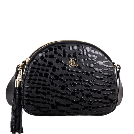 Torebka Canaletto - elegancka czarna skórzana listonoszka z efektem kropli