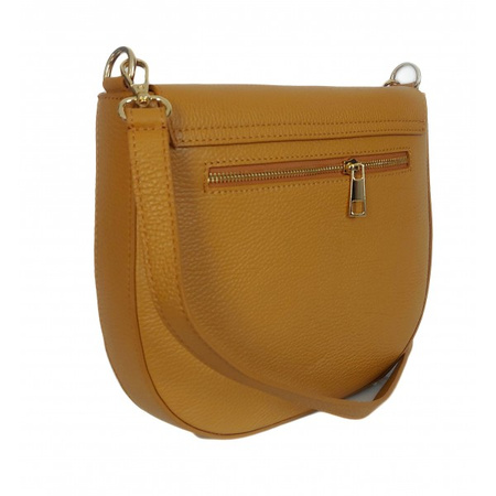 Listonoszka skórzana Vera Pelle Camel, złote okucia, made in Italy