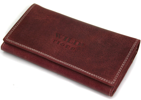 Portfel damski skóra nubuk Wild Tiger - ciemnoczerwony