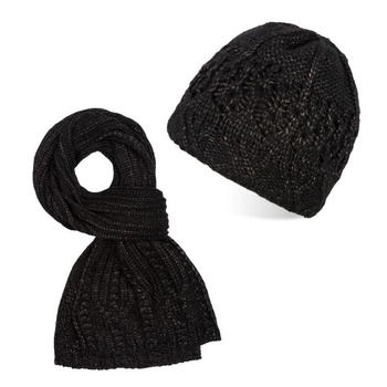 Czapka i szalik damski zimowy Paolo Peruzzi, czarny