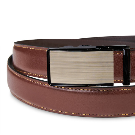 Skórzany pasek męski AUTOMATIC 100-115-cm brazowy