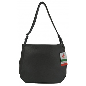 Miękka klasyczna torebka na ramię ,trzy komory ,Włoska skórzana Vera Pelle , Szara LB394G