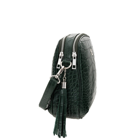 Listonoszka skórzana Canaletto w zielonym kolorze z tłoczeniem krokodyla