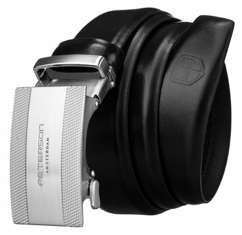 Pasek męski z klamrą automatyczną wykonany ze skóry naturalnej - Peterson 85