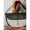 Listonoszka damska crossbody Peterson beżowo-czarna ze skóry i płótna